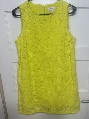 Yellow Eyelet Sleeveless Shift Dress